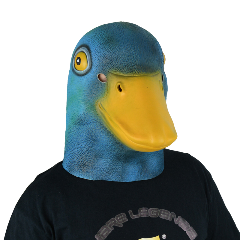 LarpGears Deluxe Novelty Halloween Latex Duck Mask Adult Size Yellow and Blue 