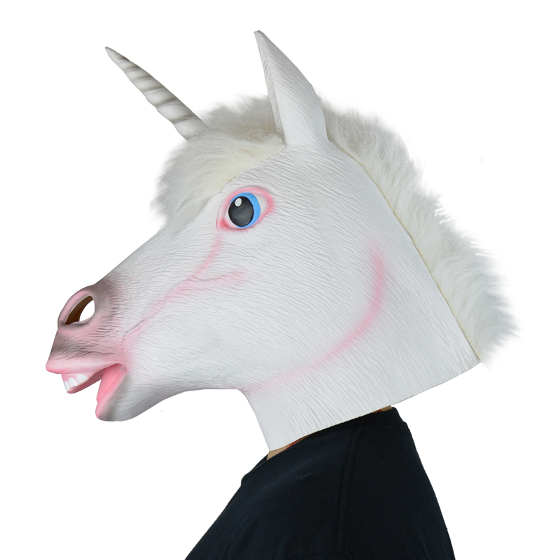 LarpGears Deluxe Novelty Happy Latex Unicorn Mask Halloween Animal Mask ...